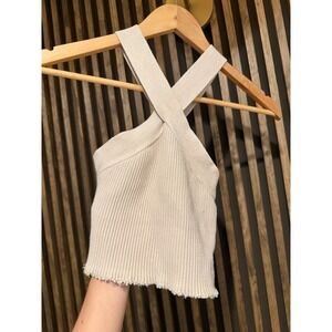 House of Harlow 1960‎ XS Cross Halter Knit Top Sleeveless Sweater Tank